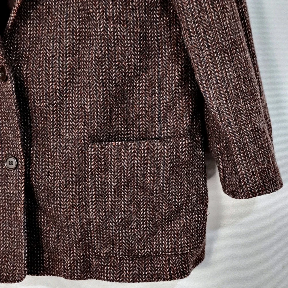 Vintage 80s Peabody House Wool Tweed Blazer Jacket Womens 11/12 Rust Brown Lined